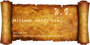 Wittman Valéria névjegykártya